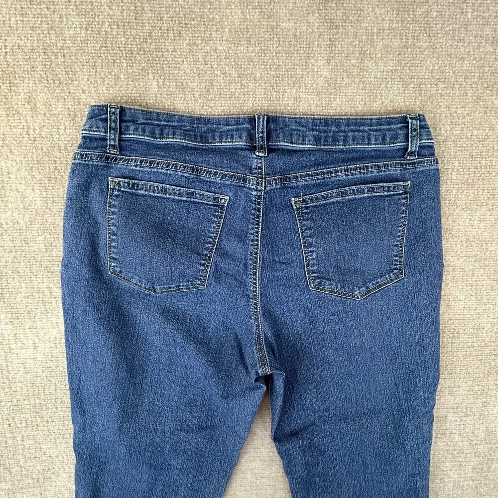 Lee Riders Capri Jeans Womens 14 Blue Denim Cotton Stretch Mid Rise Whiskers